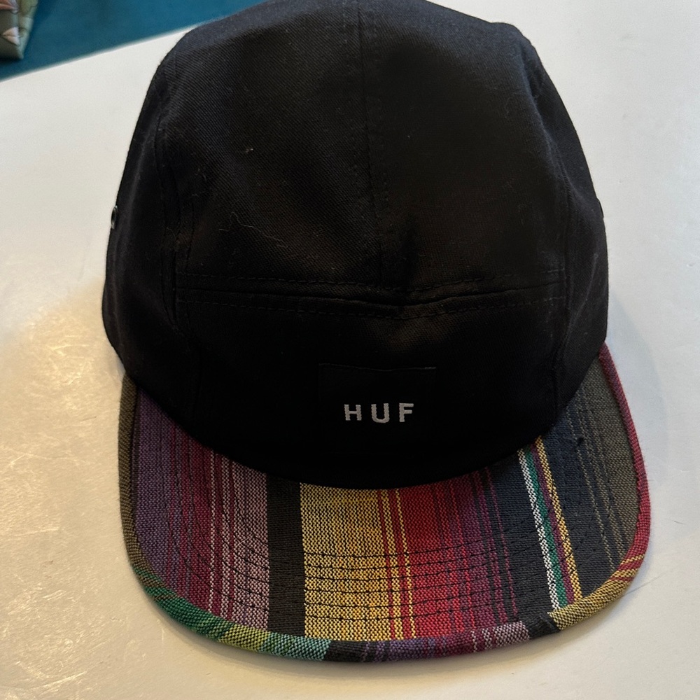 HUF Black Cap with Striped Brim
